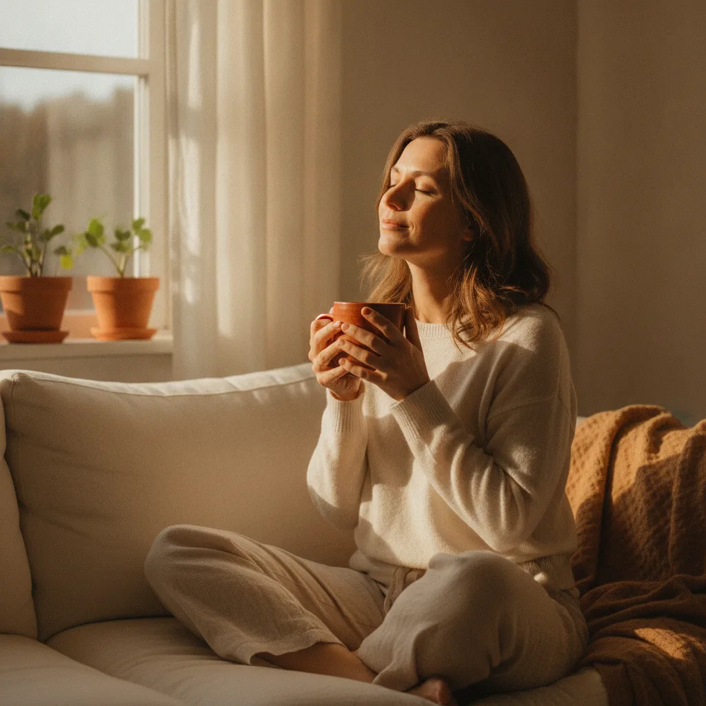 Woman in a calm morning space
